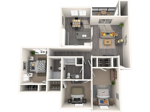 Aspire Columbia Ridge Apartments in Portland, Oregon 3 Bedroom 2 Bath Floor Plan